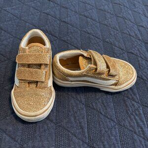 Vans toddler size 7 gold glitter sparkle shoes